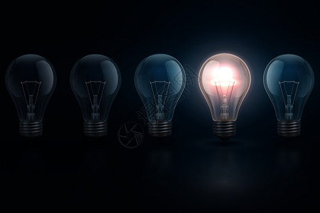 发光灯有灯泡的创意概念其中之一是发光领导力个机会商业矢量背景创新思想灯泡灵感动力插图有的创意概念和其中之一正在发光领导力机会商业矢量背插画