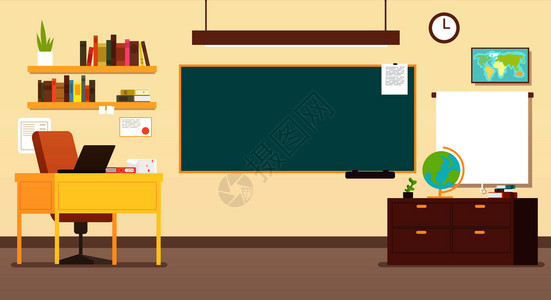 教师课桌和黑板图片
