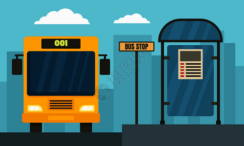 学校公共汽车站设计平面插图图片