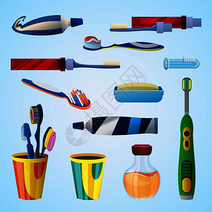 牙清洁工具牙刷牙膏电动牙刷概念图图片