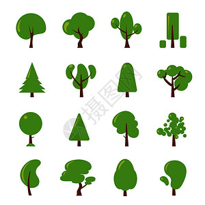 卡通各种形状树木矢量元素图片