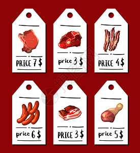 卡通肉类促销海报标签价格背景图片