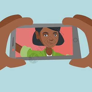 美国羚羊谷摄影使用手机自拍的人插画