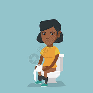 非裔美国人腹泻的女子插画