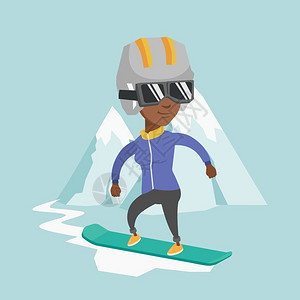 美国 雪山在雪山滑雪的人插画