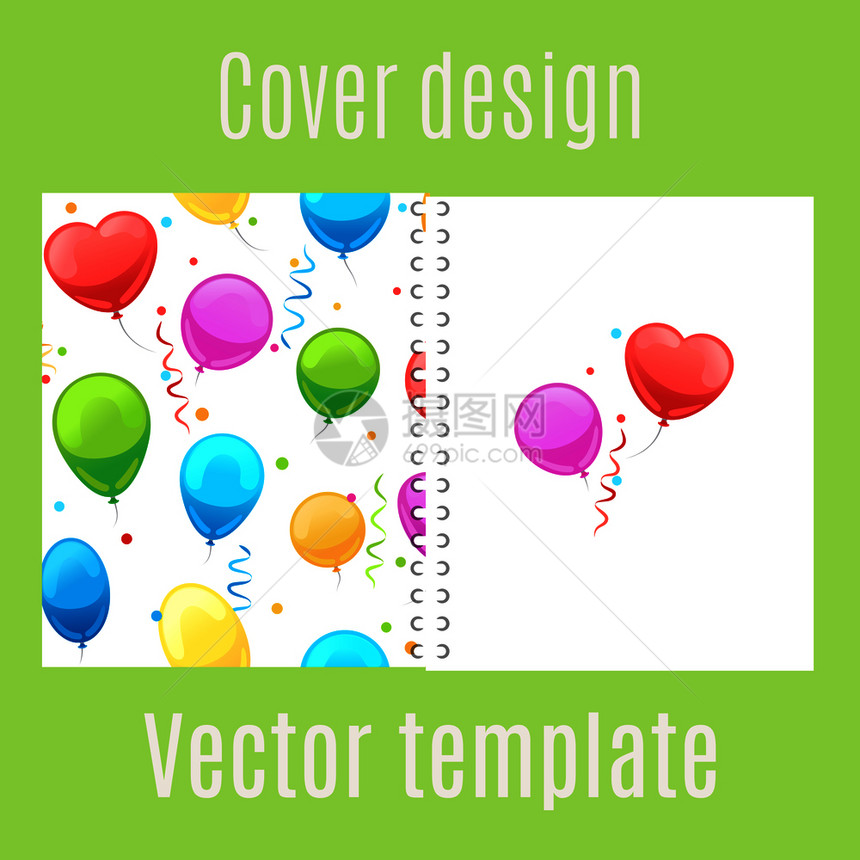 卡通热气球矢量封面设计图片