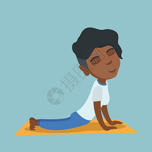 美国运动练瑜伽的人插画