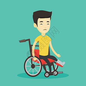 坐在轮椅上的男人坐在轮椅上受伤的人插画
