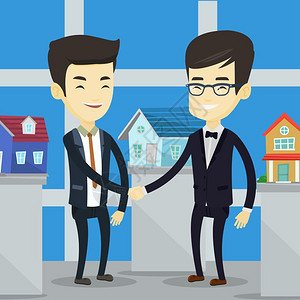 房地产代理商与客户握手背景图片
