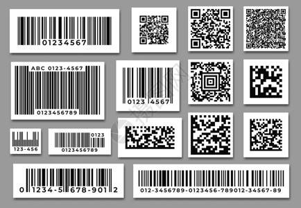 客户标签行业条码客户qr代码孤立符号矢量集条码标签代纹数字和零售定价条纹标签工业码矢量集插画