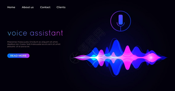 语音助理着陆网页语音识别图麦克风音响控制技术矢量网页记录音频信息麦克风音响控制技术网页背景图片