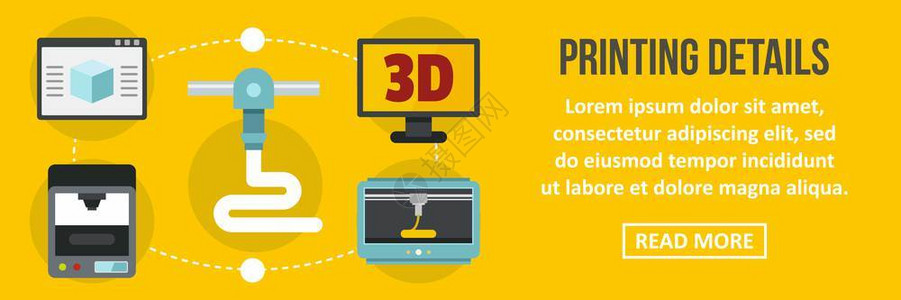 3d打印详细信息横幅向概念详细信息横幅向概念的平面图示详细信息横幅向概念用于网络设计详细信息横幅向概念插画