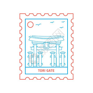 建筑门线条邮票插画背景图片