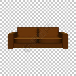 单个棕色沙发棕色沙发模型格插画