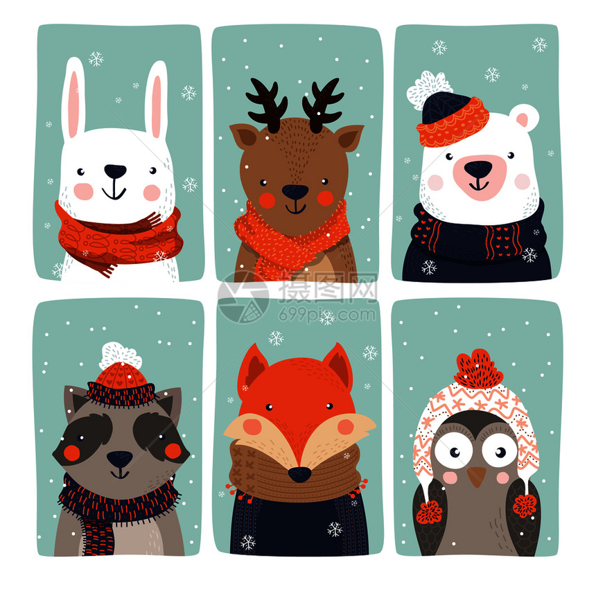 圣诞动物组图片