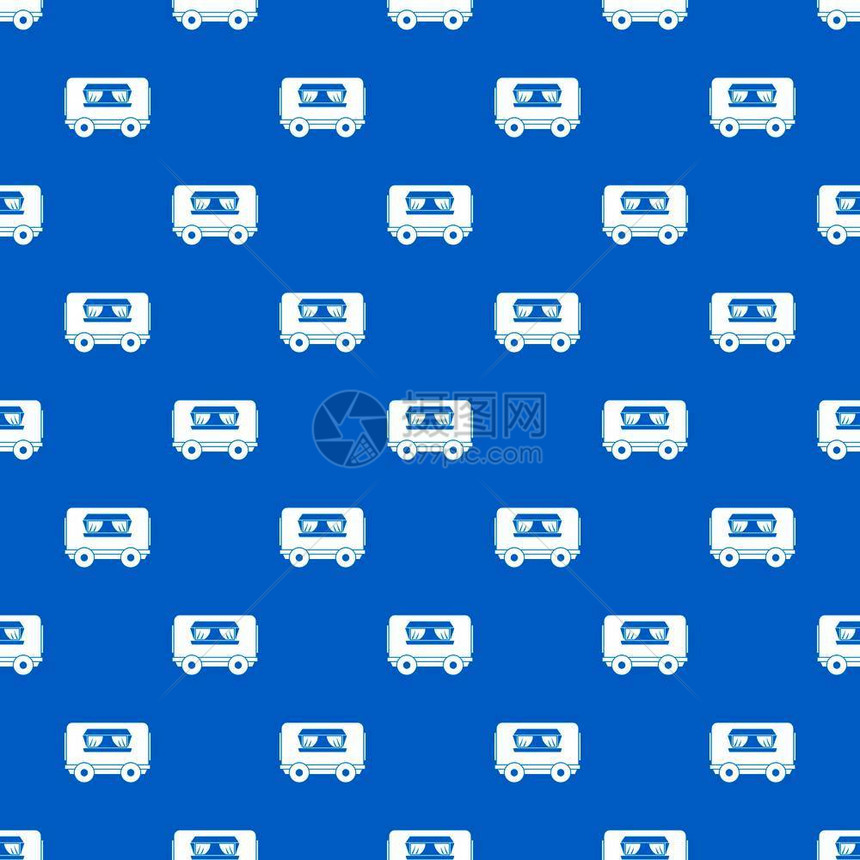 食物拖车蓝色重复矢量几何图图片