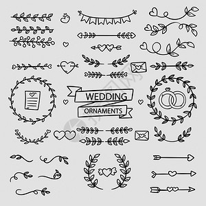 婚礼签名婚礼主题矢量艺术插画