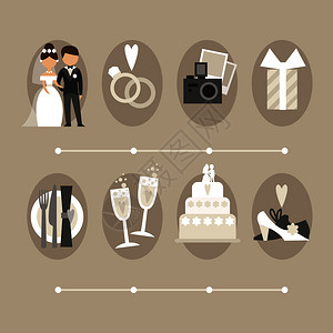 香槟色主题婚礼婚礼主题矢量艺术插画