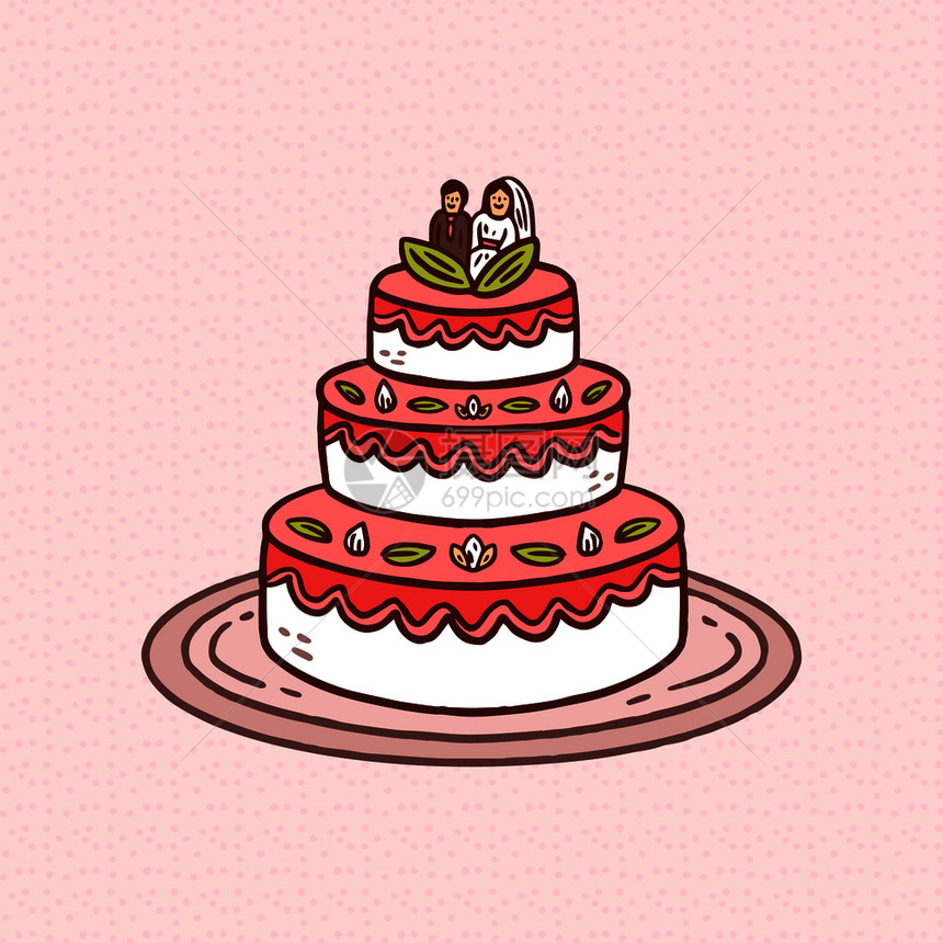 婚礼蛋糕主题矢量艺术图片