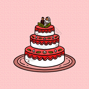 婚礼蛋糕主题矢量艺术背景图片