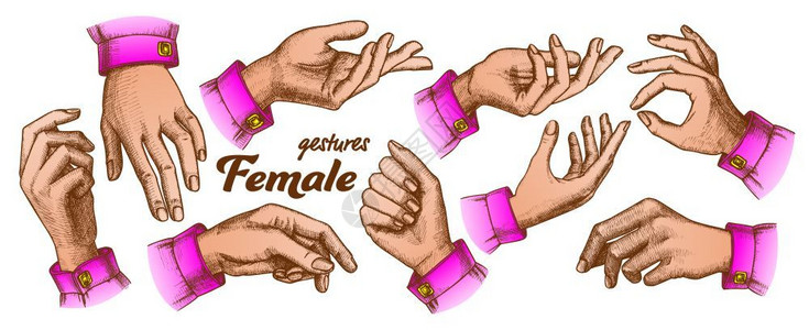 运动女性拒绝手势颜色插画