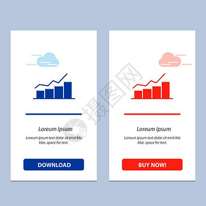 价格图表增长图表流程增加进展蓝色和红下载现在购买网络部件卡模板插画