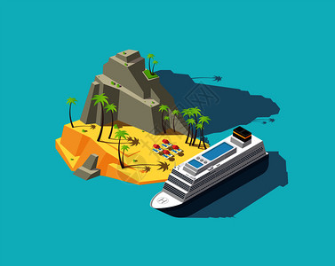 夏季棕榈与海滩热带岛屿旅行天堂插图图片