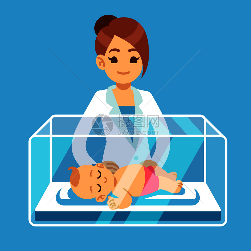新生儿早期护理扁平风卡通矢量插画图片