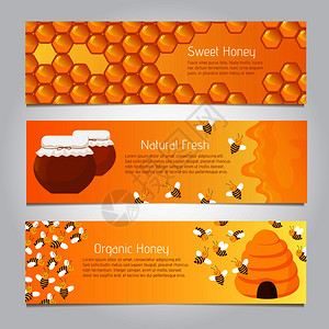 可爱卡通天然蜂蜜蜂窝海报插图背景图片
