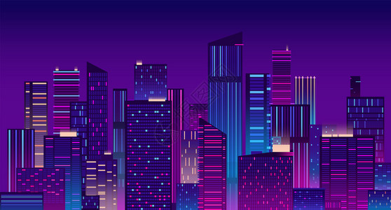 夜间城市建筑背景图片