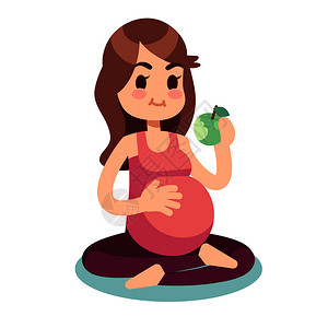 孕妇矢量健康食物和生活方式孕妇饮食插画