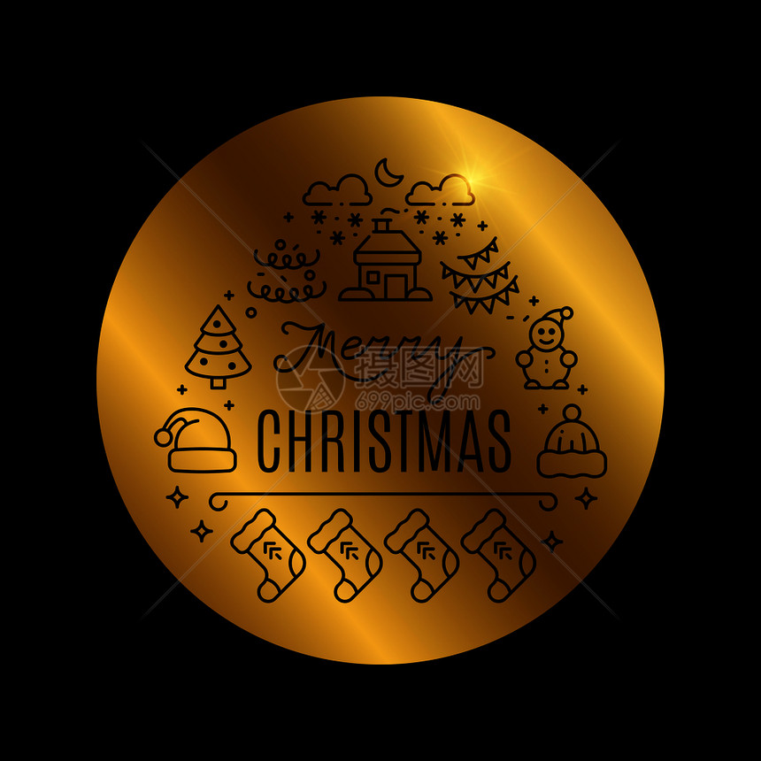 圣诞金色矢量元素图标图片
