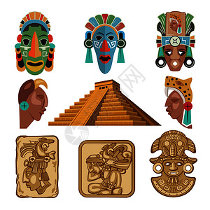 部落艺术玛雅文化的历史象征插画