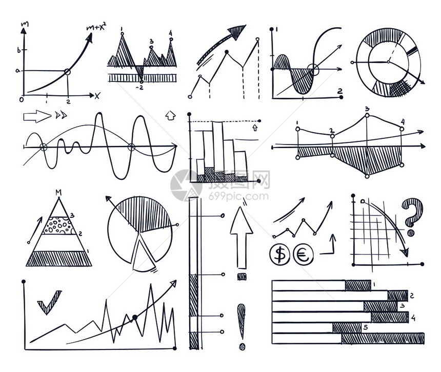 涂鸦样式商业图表图片
