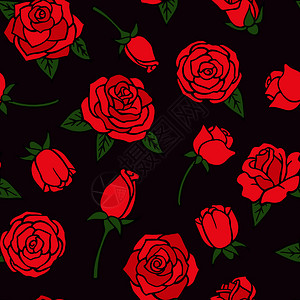 红玫瑰盛开浪漫艺术红玫瑰矢量插图设计图片
