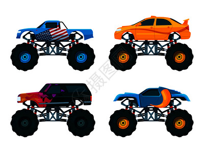 概念怪物汽车怪物大型四轮驱动运输越野汽车插图插画