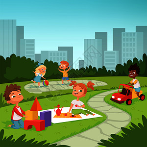 儿童夏令营户外游戏时间插图图片