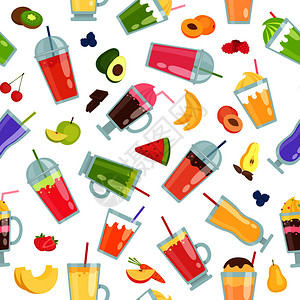 夏季各种水果饮料鸡尾酒热带新鲜饮品背景图片
