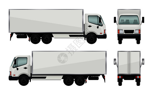 白色卡车运输货物卡车装拖的货现实图设计图片