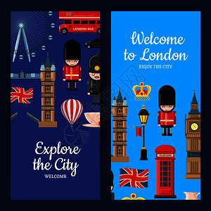 伦敦建筑元素插画背景图片