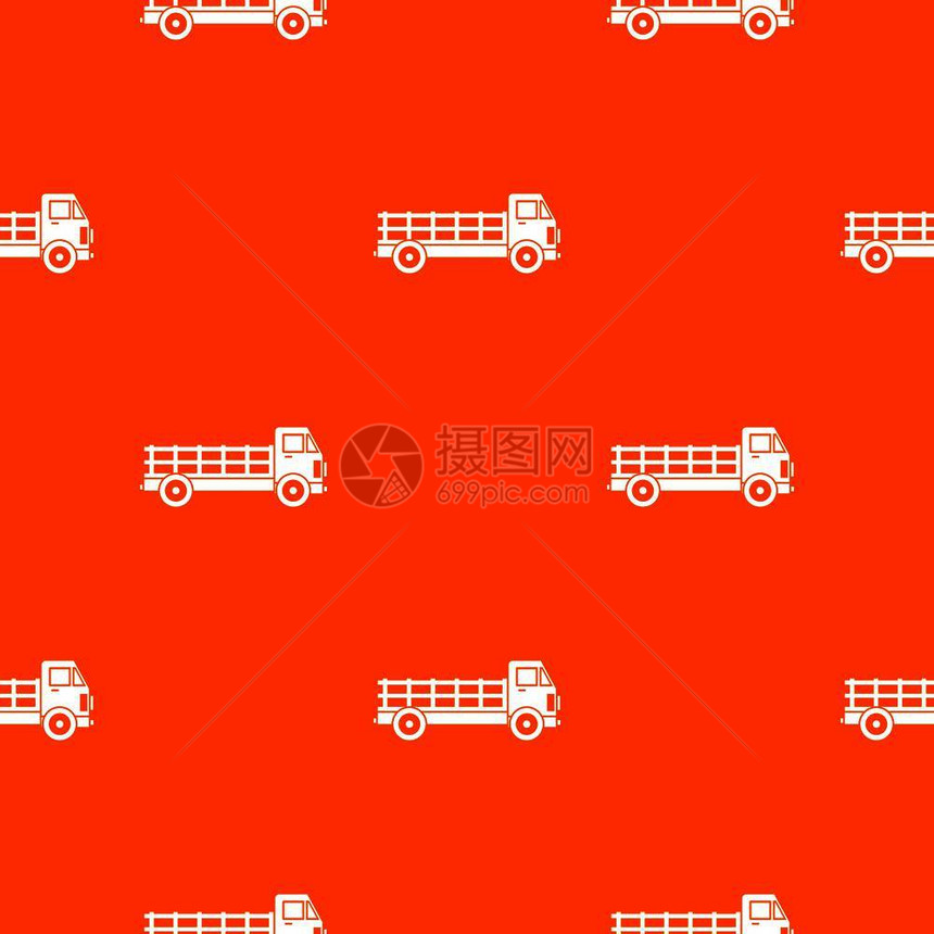 卡车模式设计橙色重复矢量图图片