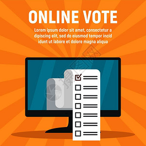 在线计算机表决概念横幅网络设计在线算机投票矢量概念横幅的平版插图在线计算机投票概念横幅平版风格图片