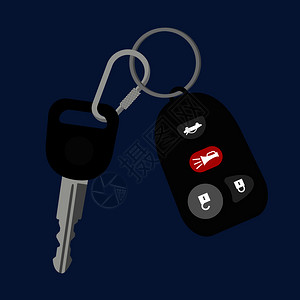 无钥匙进入带有黑色自动存取锁的汽车钥匙图插画