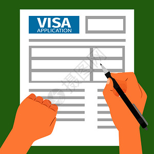 写文件手男子手填写签证申请矢量图填写签证申请的人手插画