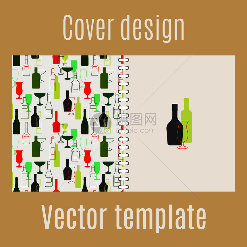 含有酒吧饮料的纸质设计封面矢量说明含有酒吧饮料的封面设计图片