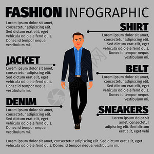 与穿临时服装的商人尚信息图矢量与商人的时尚信息图图片