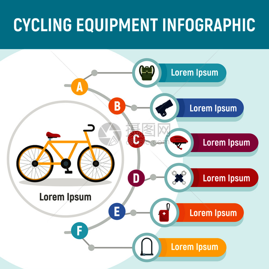 自行车设备信息图自行车设备矢量信息图的平面用于网络设计自行车备信息图平面自行车设备信息图平面图片