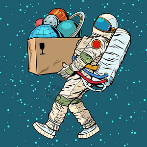 宇航员抱着纸箱图片