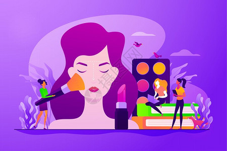 化妆品网页专业化妆课程概念网页插画