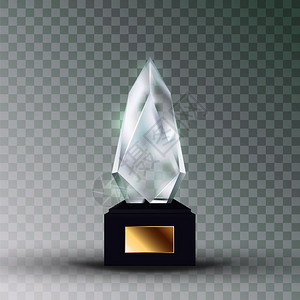 冠军透明素材3D立体水晶奖杯矢量元素插画